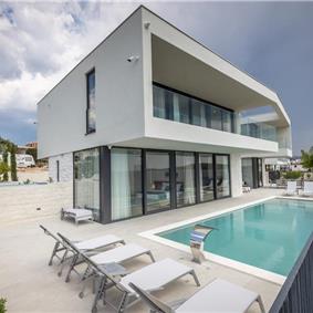 3 x 5 bedroom seafront villa with heated infinity pool near Rogoznica, sleeps 10